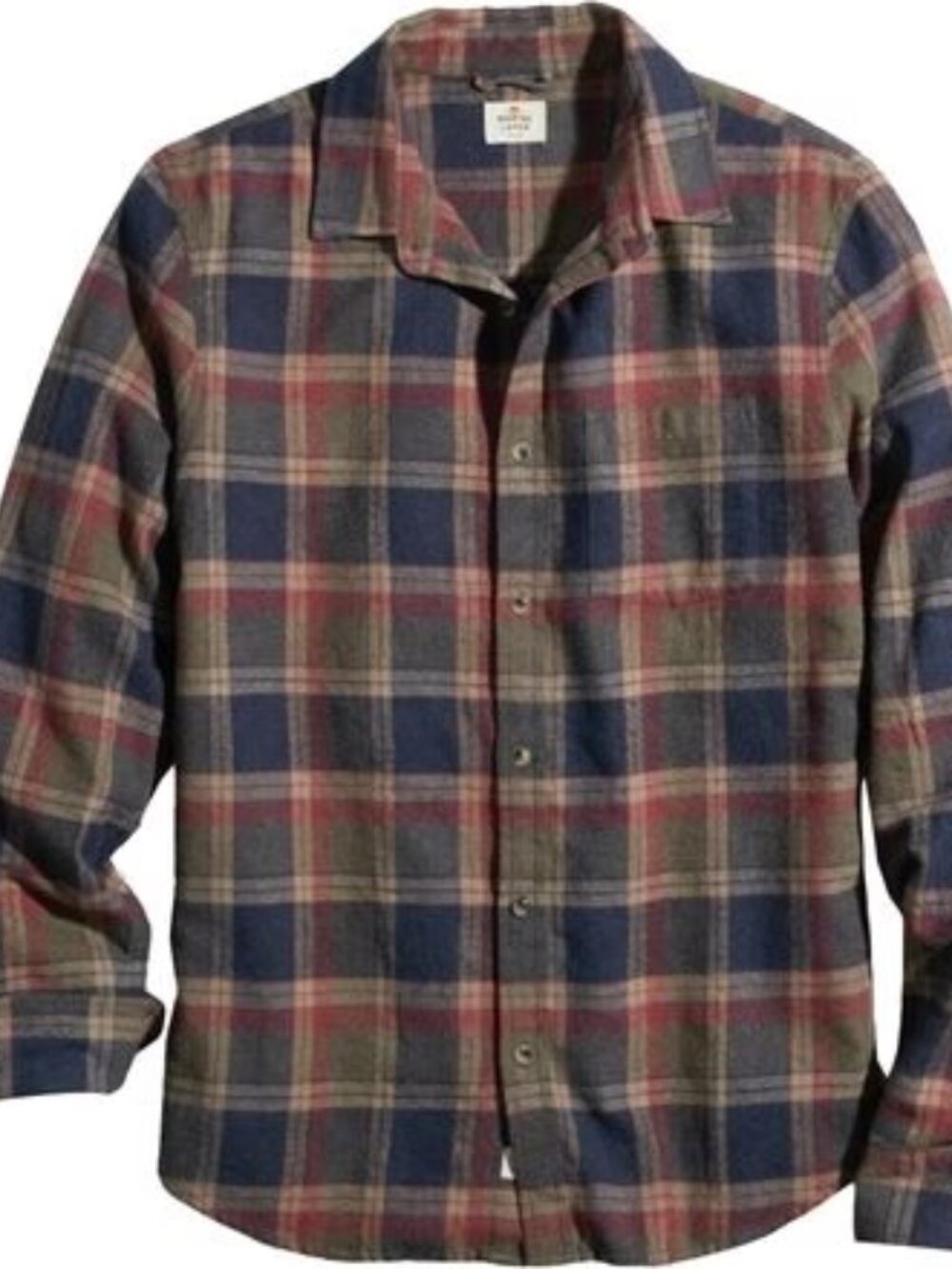 Marine Layer Men's Olive Plaid Marge Balboa Classic Button-Down Shirt Size